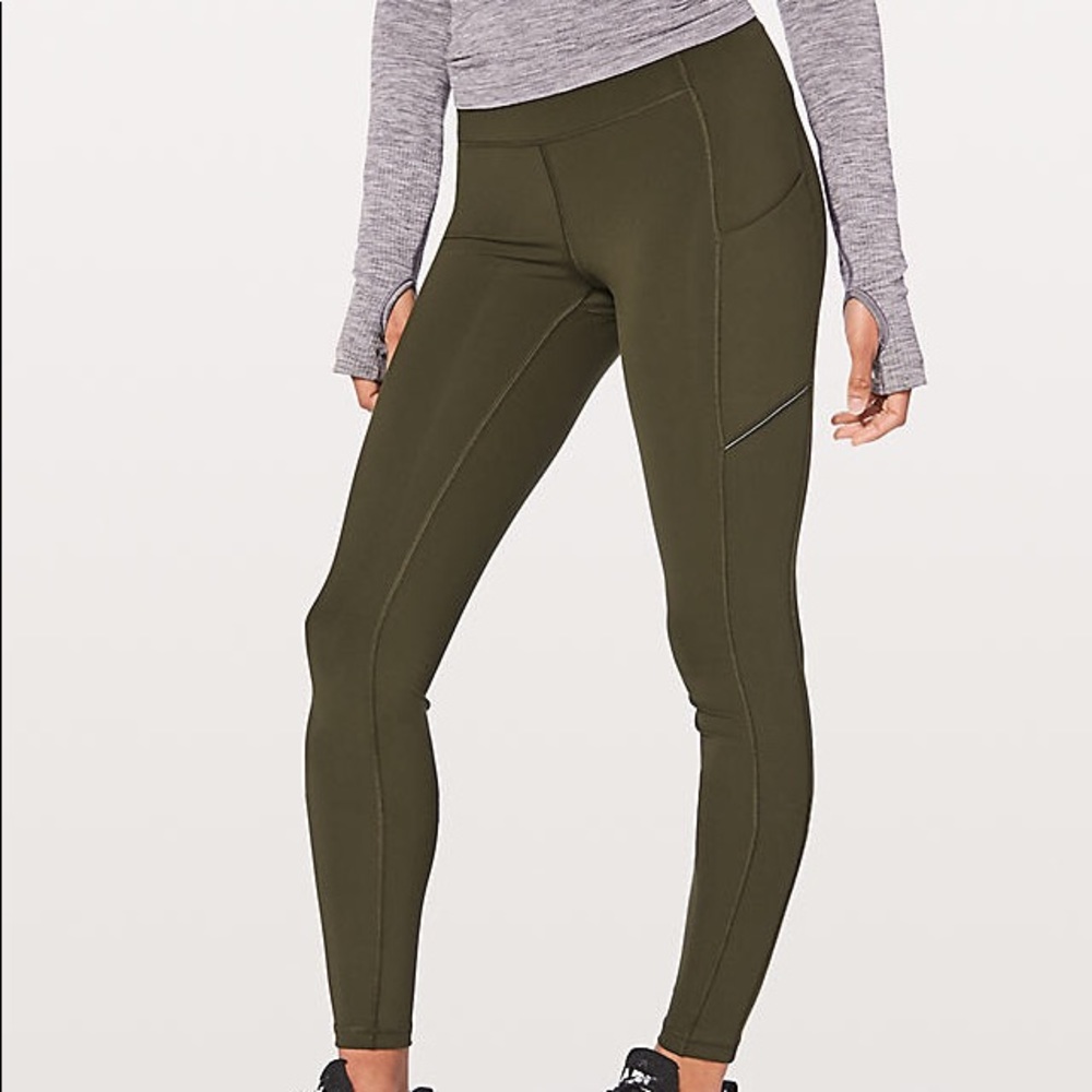 Lululemon Olive Speed Up Leggings with pocket